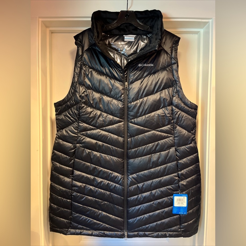 Womens XXL Columbia Evening Shade EXS Long Vest Black Puffer Insulated New 2XL